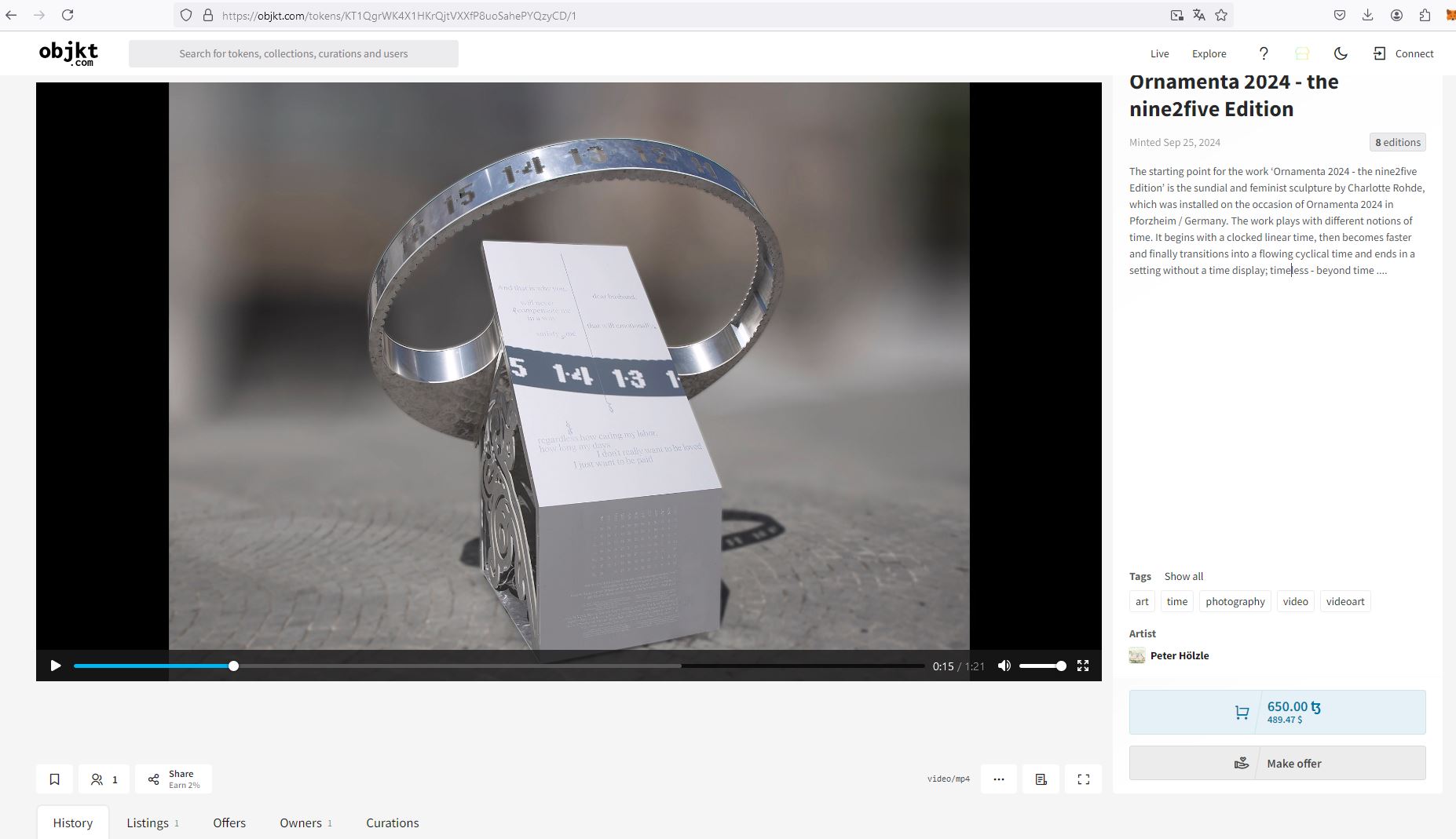 Previewbild NFT artwork auf objkt.com